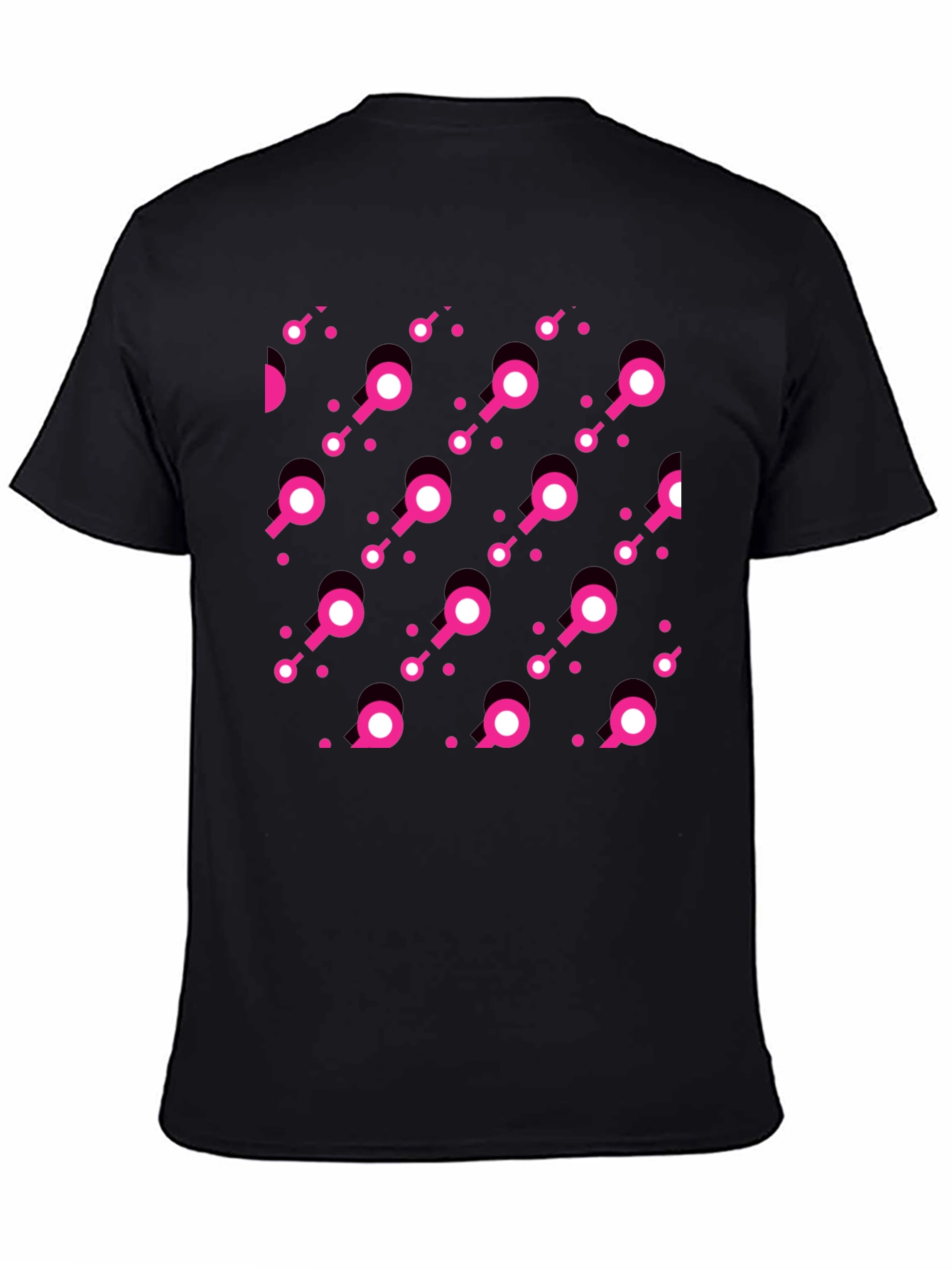 Modern Pink Pattern Black T-Shirt