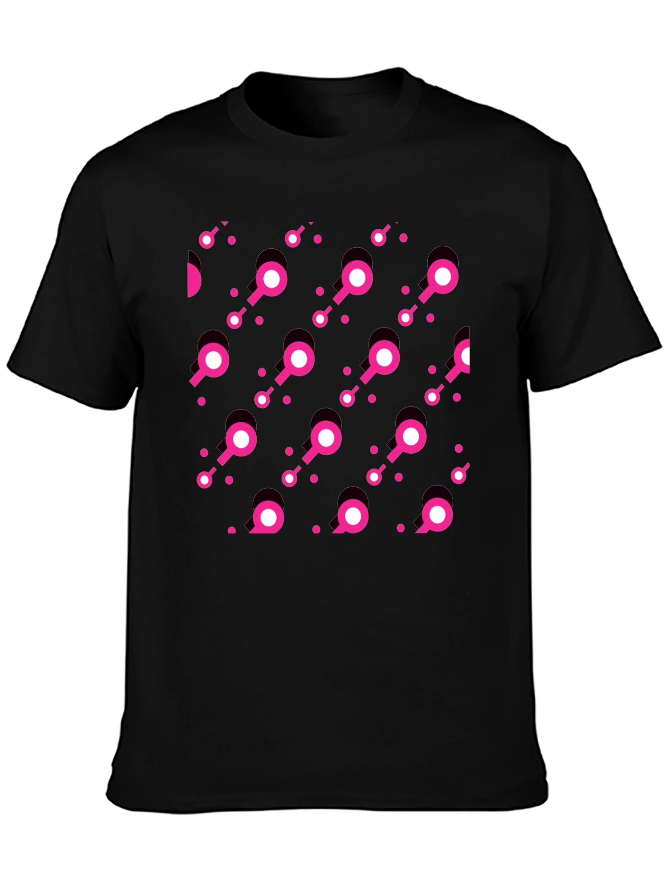 Modern Pink Pattern Black T-Shirt
