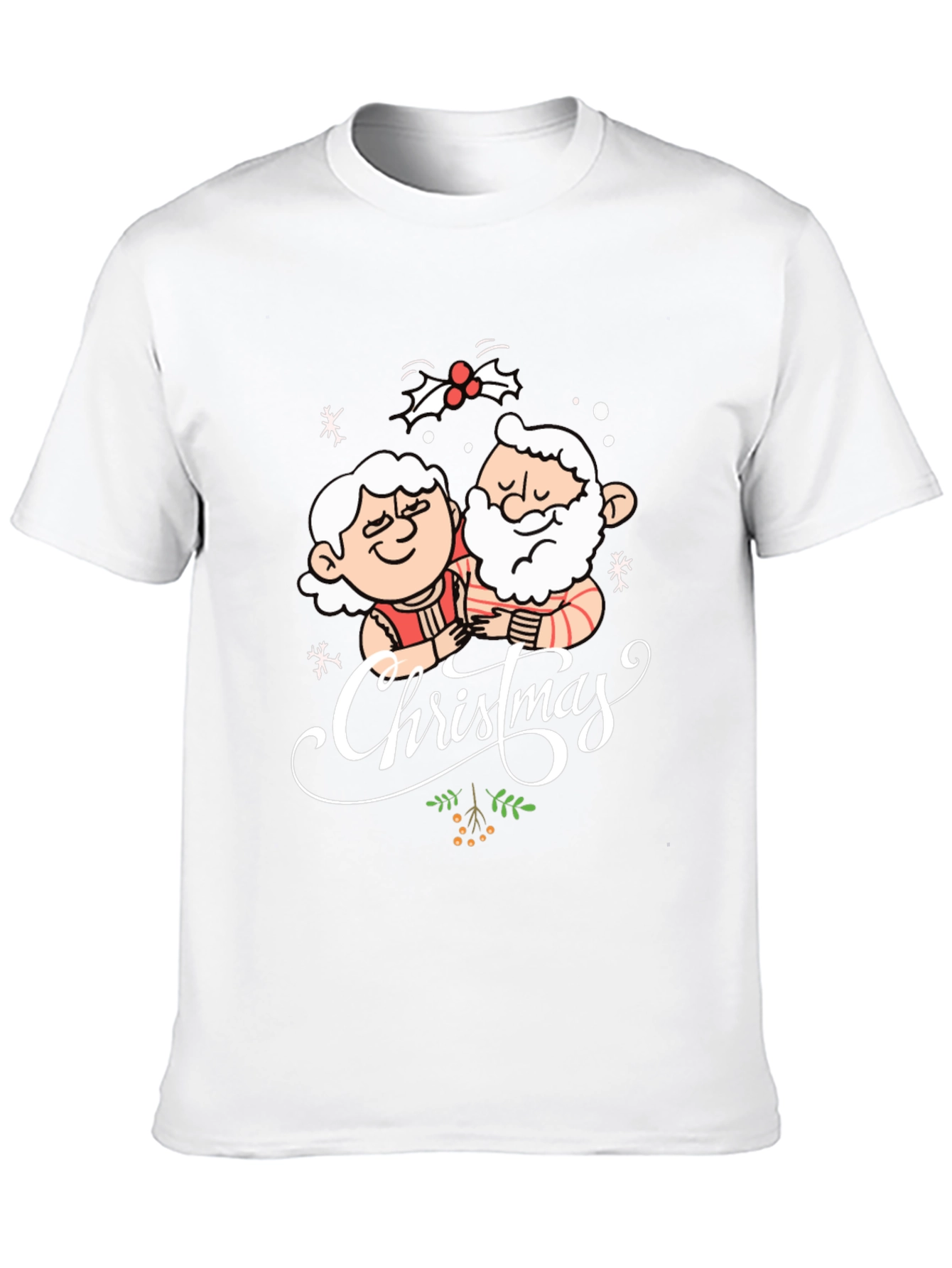 Christmas Santa Couple Black T-Shirt