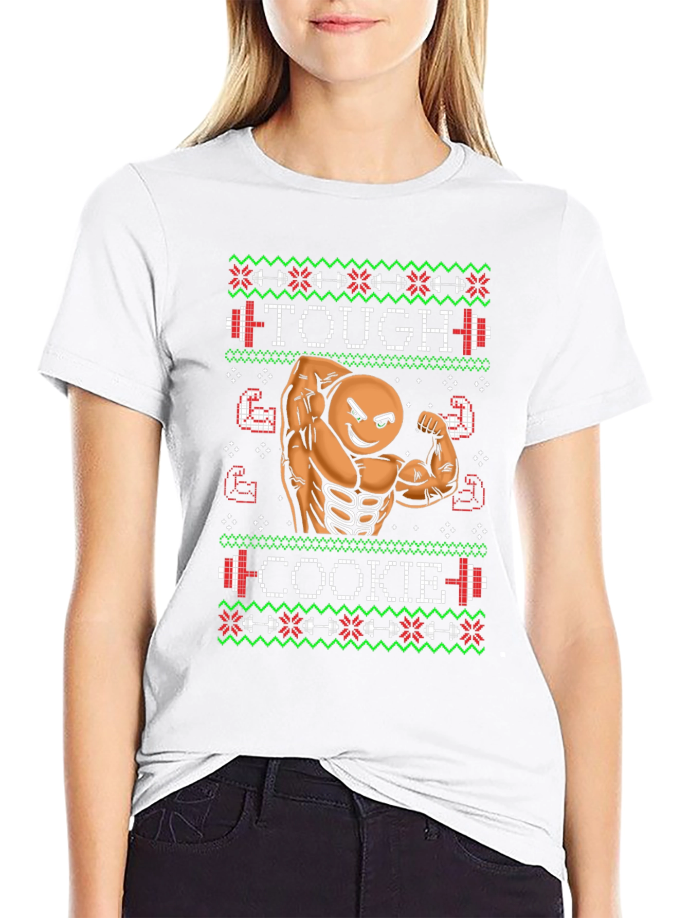 Tough Cookie Ugly Christmas Sweater Gym Workout T-Shirt