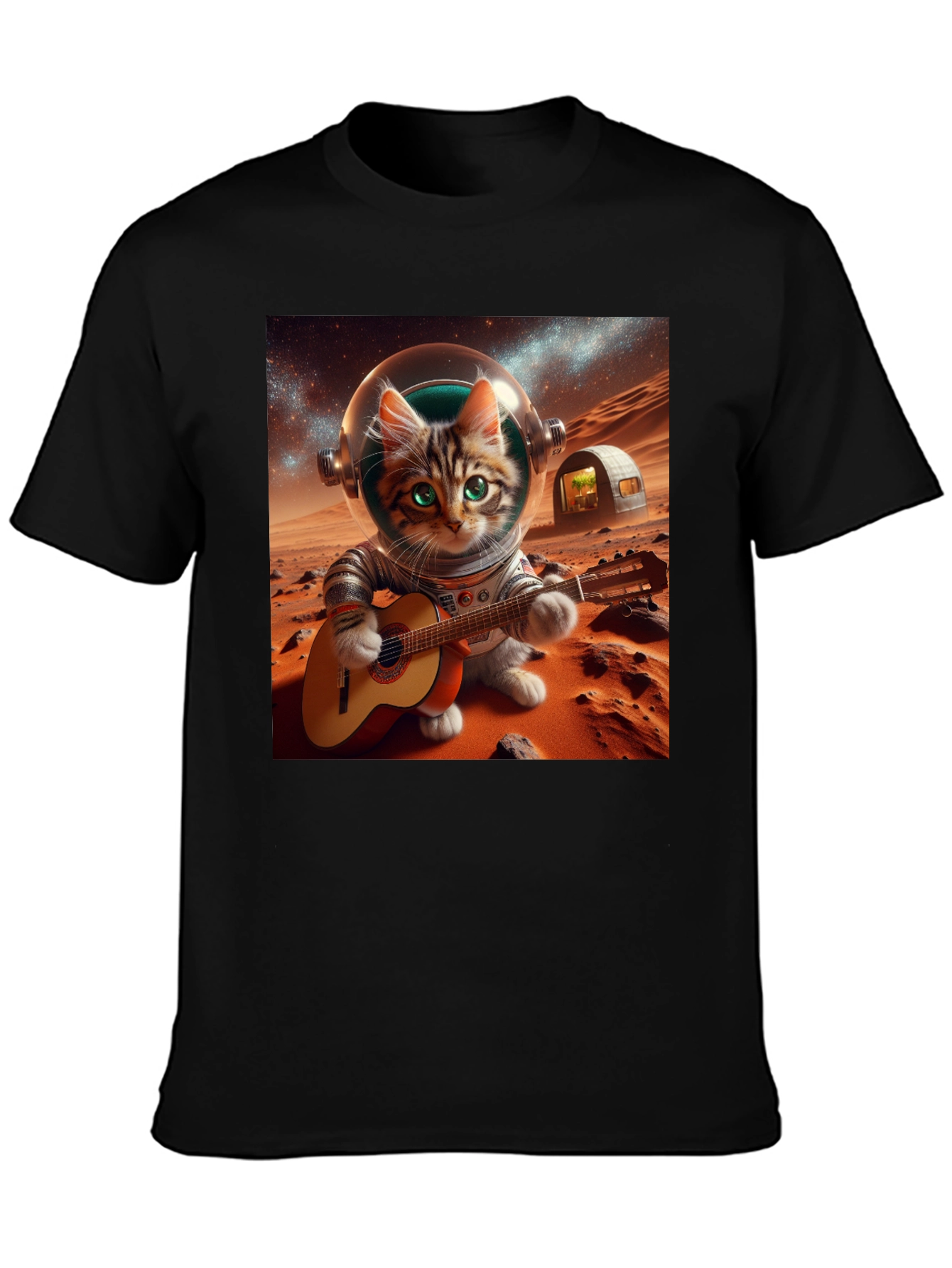 Astronaut Cat Guitarist Graphic Tee