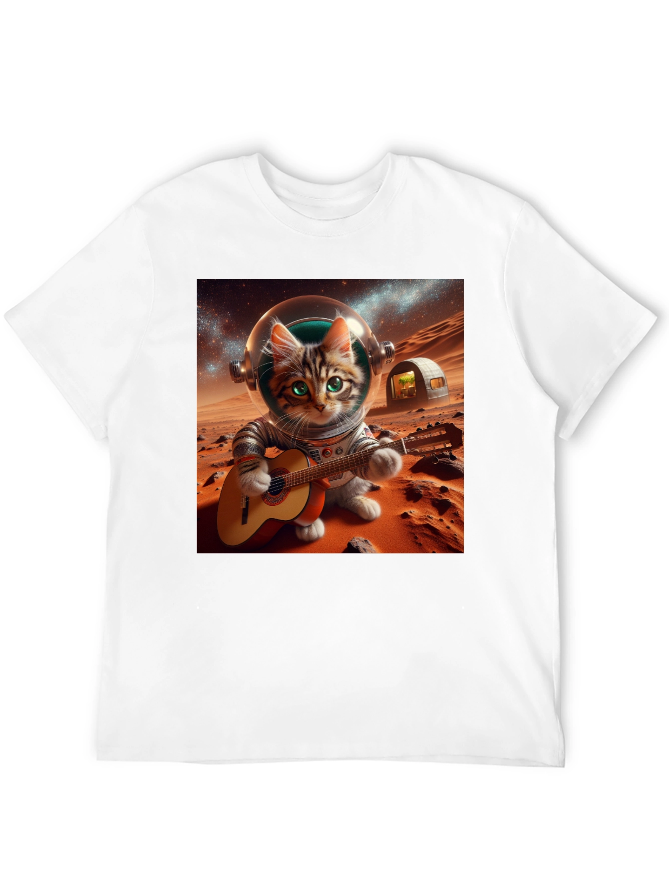 Astronaut Cat Guitarist Graphic Tee