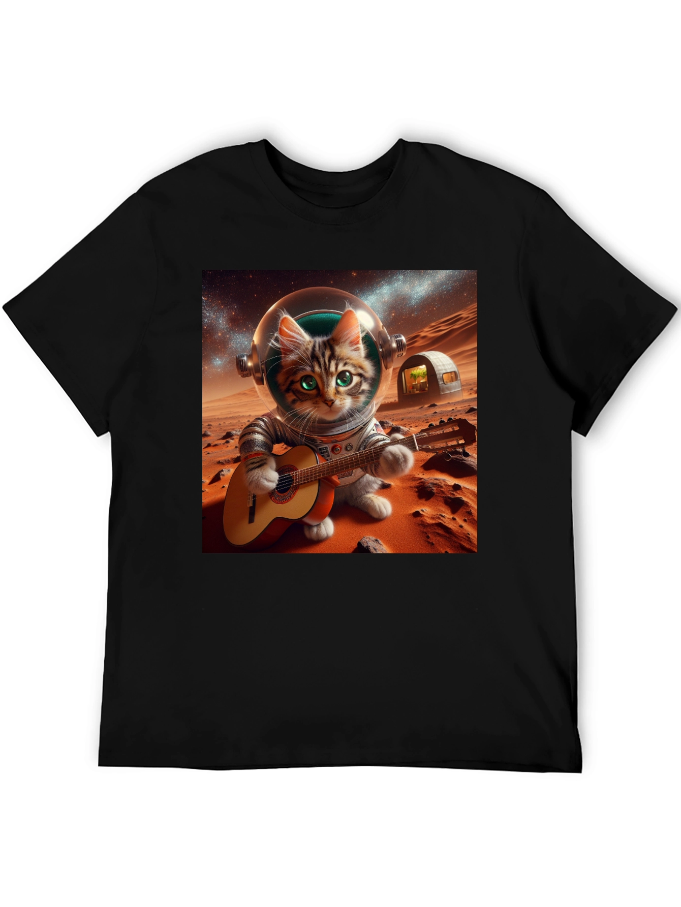 Astronaut Cat Guitarist Graphic Tee