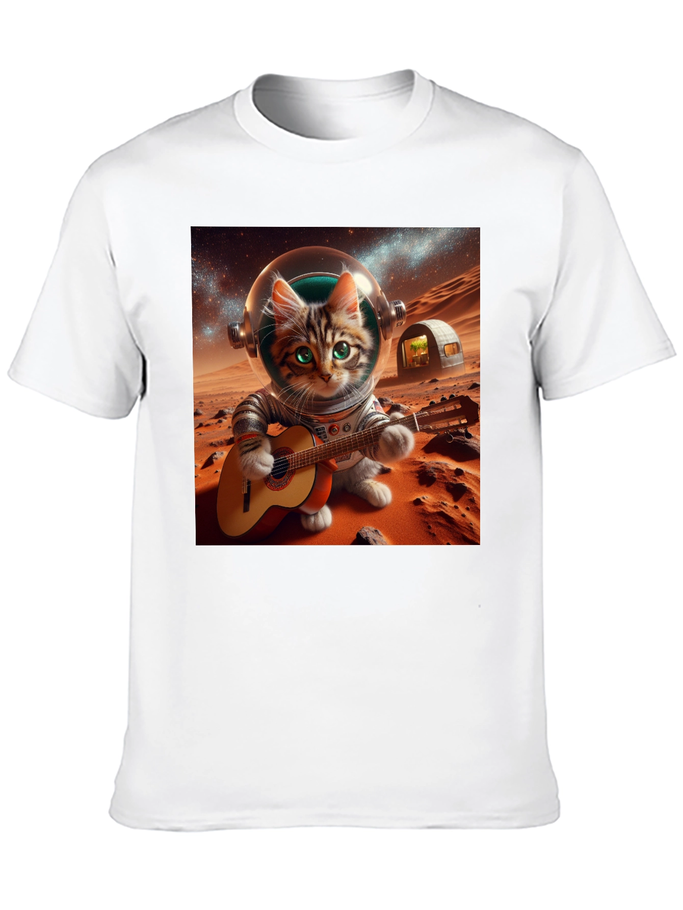 Astronaut Cat Guitarist Graphic Tee