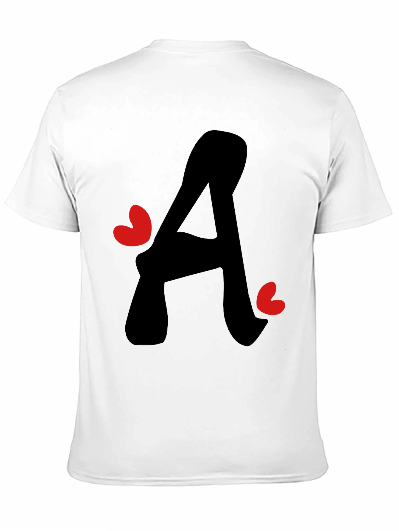 Letter A Heart Graphic Tee - Black T-Shirt