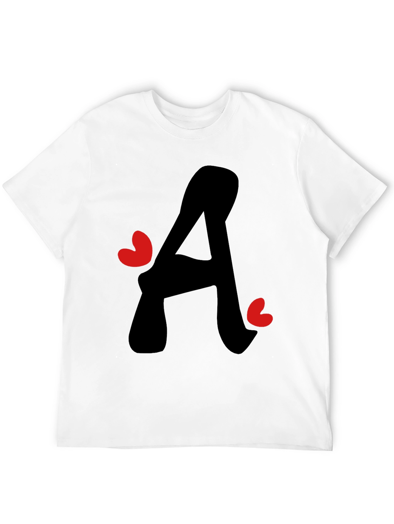 Letter A Heart Graphic Tee - Black T-Shirt