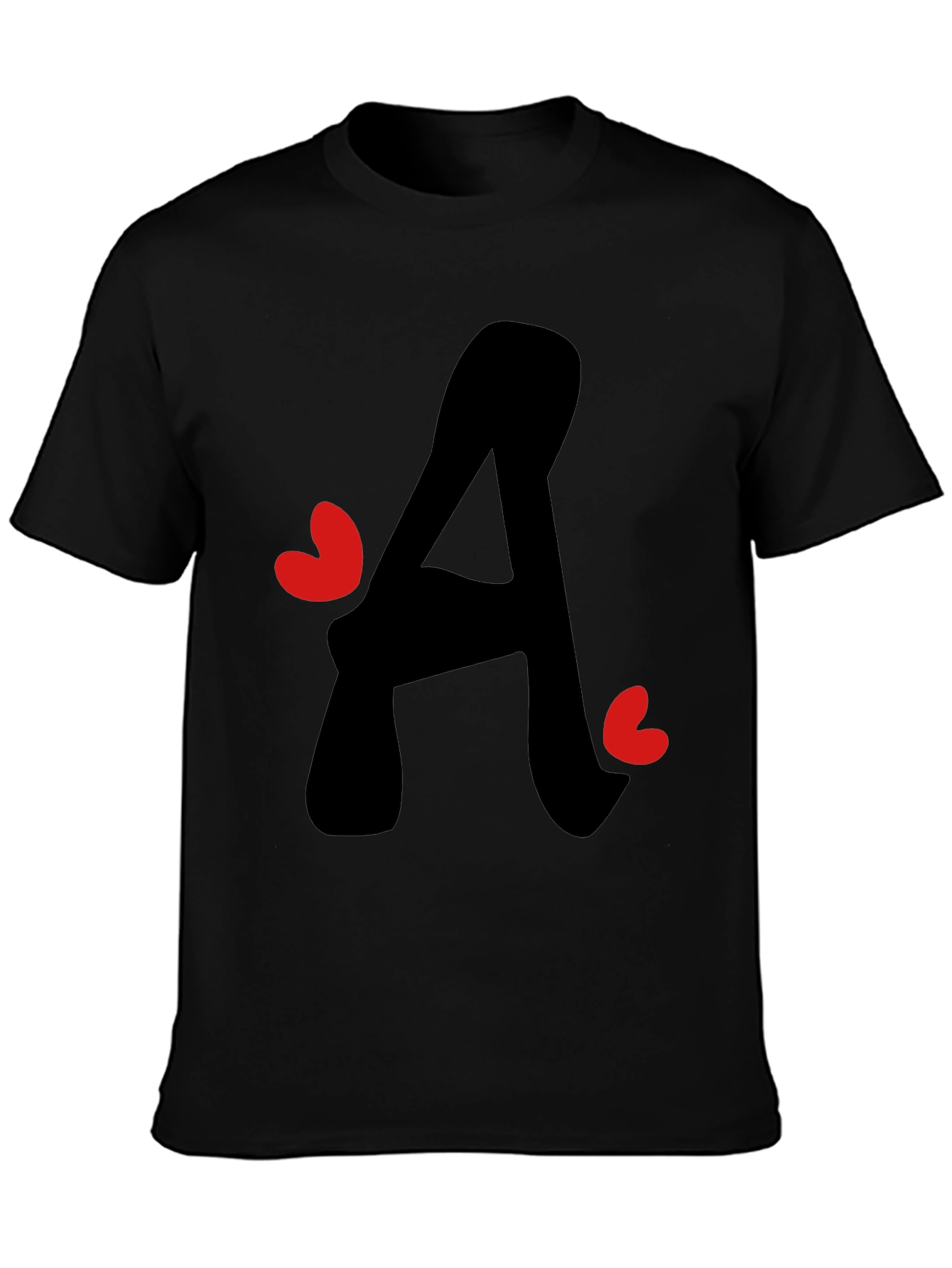 Letter A Heart Graphic Tee - Black T-Shirt