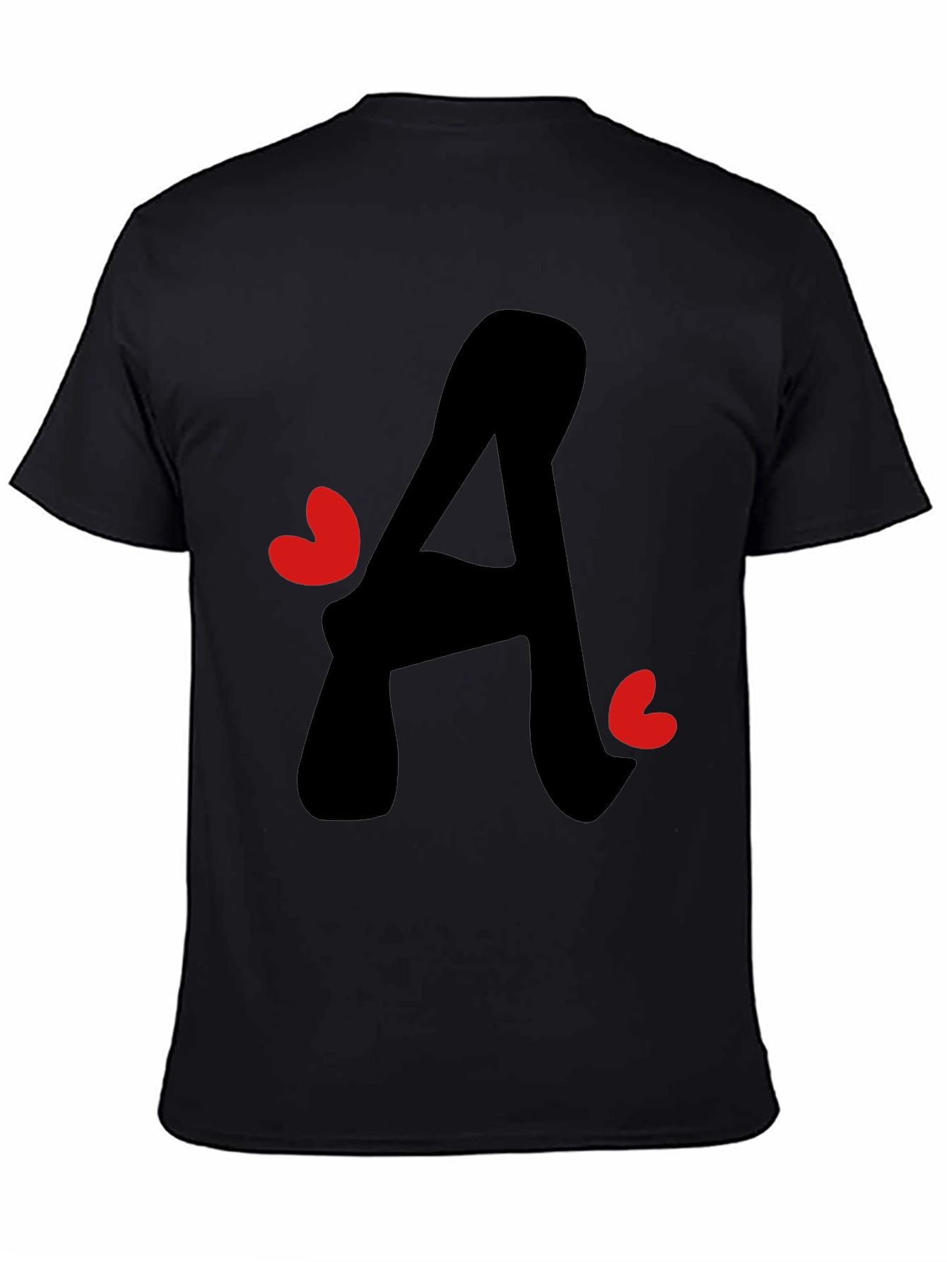 Letter A Heart Graphic Tee - Black T-Shirt