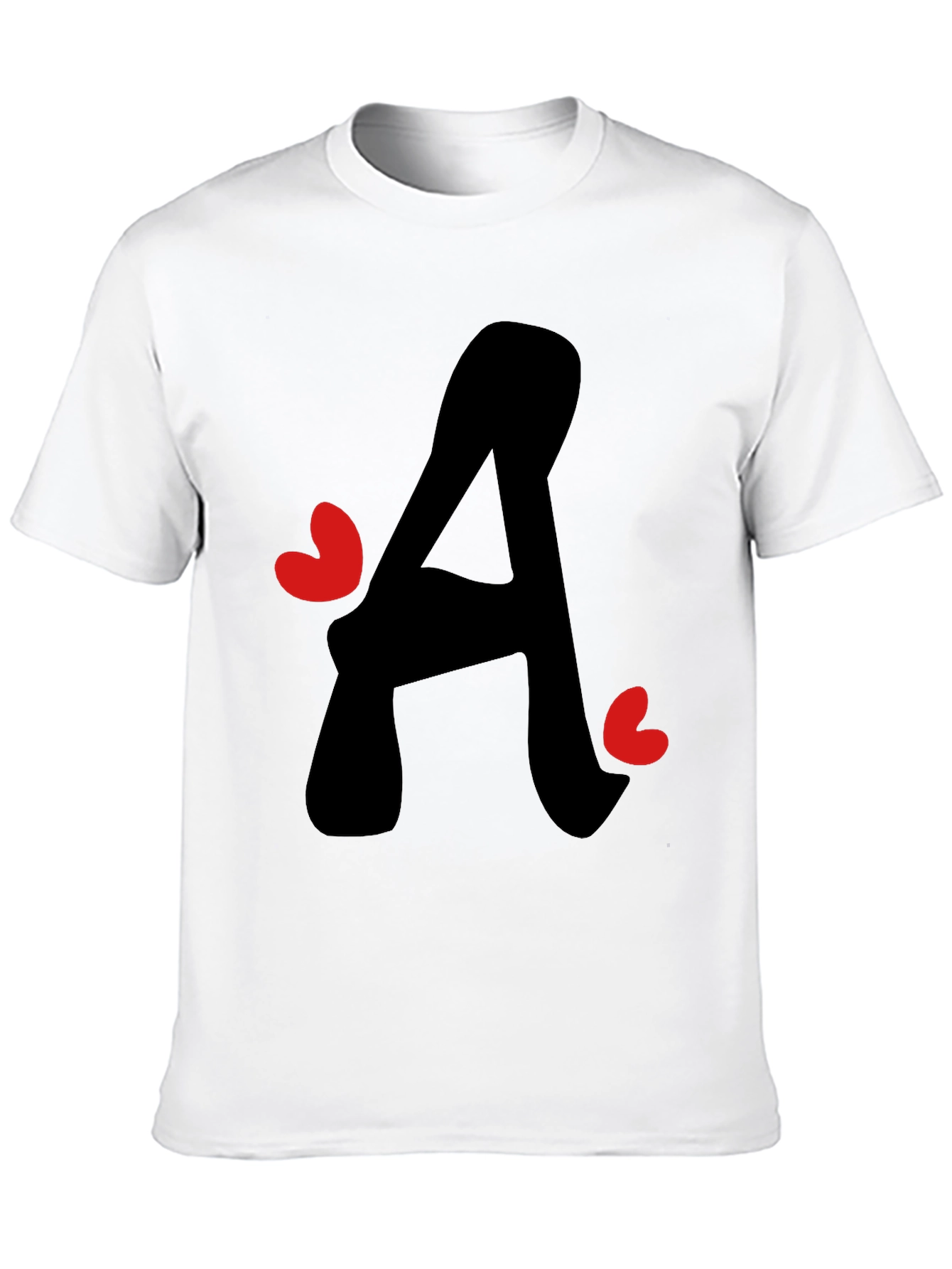 Letter A Heart Graphic Tee - Black T-Shirt