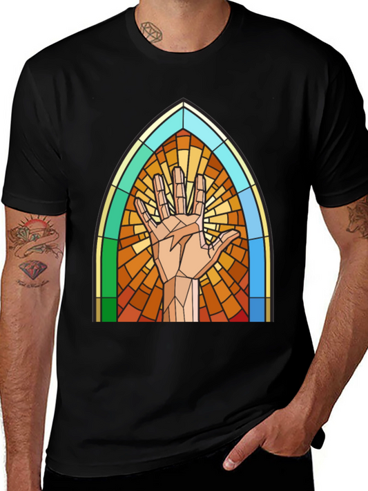 Stained Glass Hand Graphic Tee - Unique Design