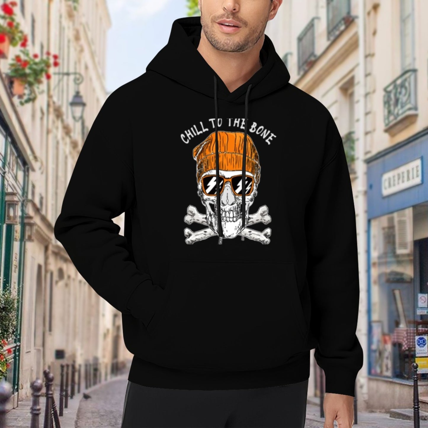 Cozy New Unisex Black Hoodie - Minimalist Mountain Landscape Print - Comfortable Hoodie - American Direct Shipping