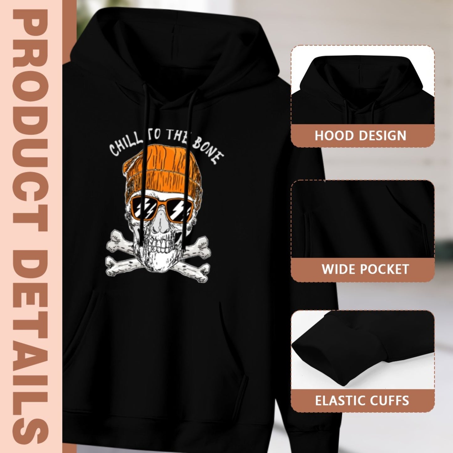 Cozy New Unisex Black Hoodie - Minimalist Mountain Landscape Print - Comfortable Hoodie - American Direct Shipping