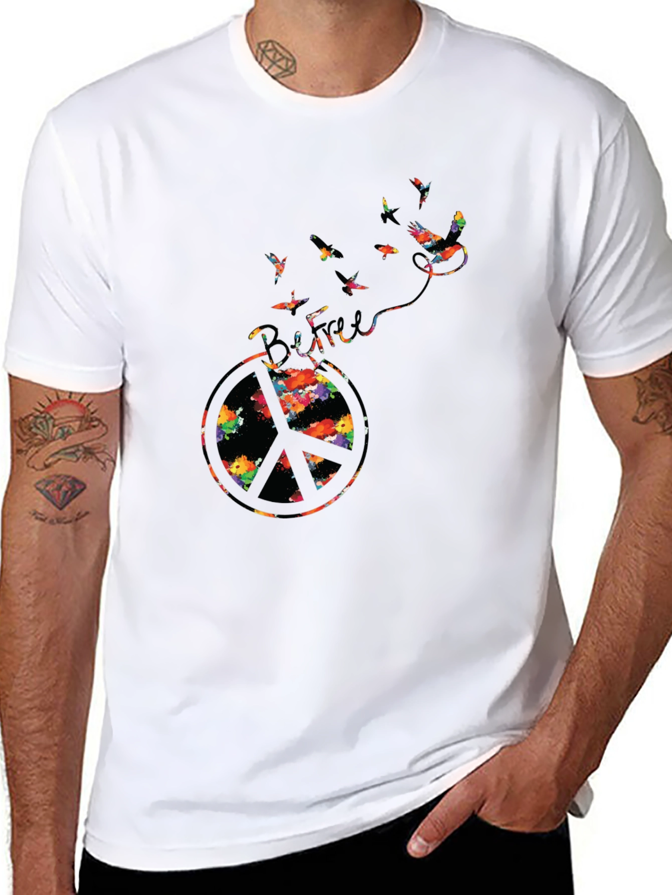 Peace Symbol Bird T-Shirt - Be Free