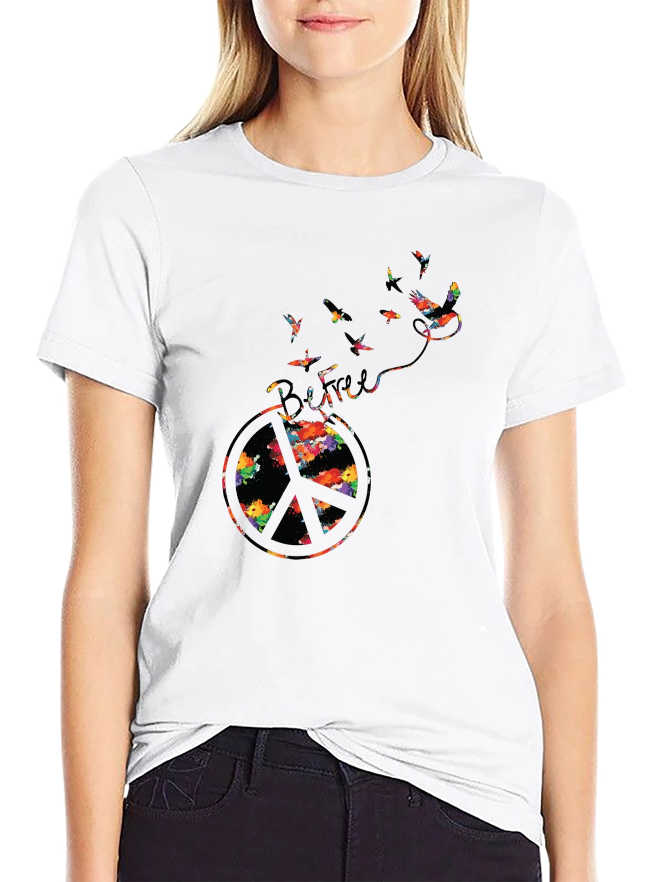 Peace Symbol Bird T-Shirt - Be Free