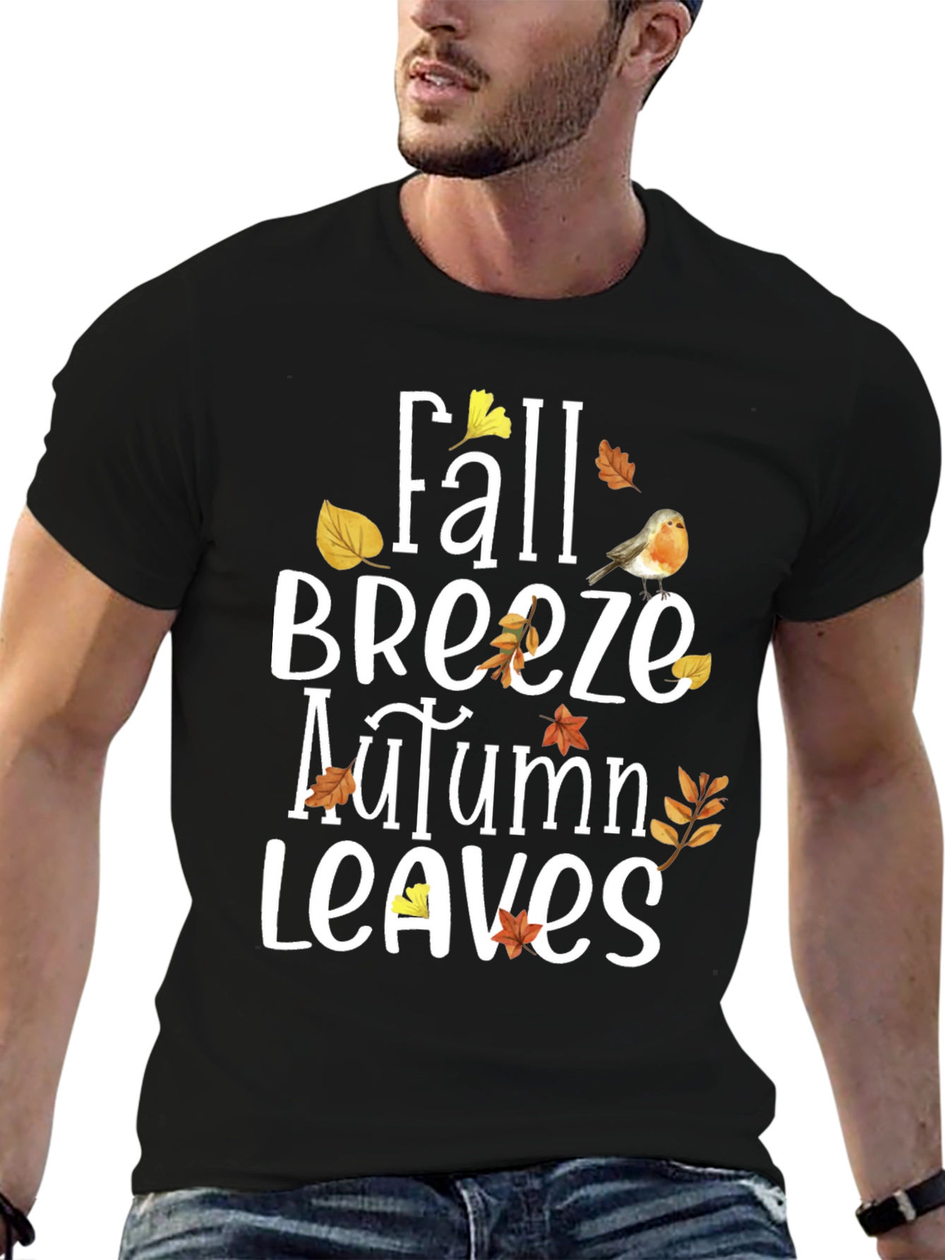 Fall Breeze Autumn Leaves Graphic T-Shirt