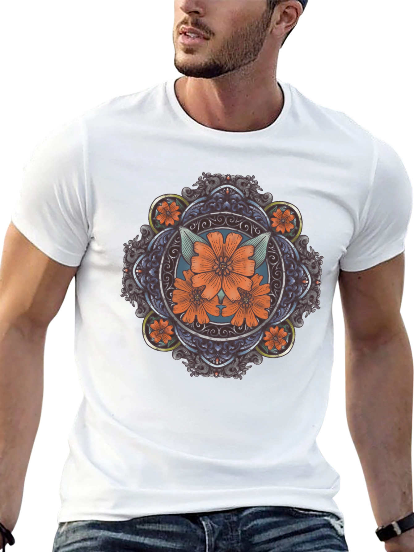 Floral Medallion Graphic Tee - Stylish Casual Wear