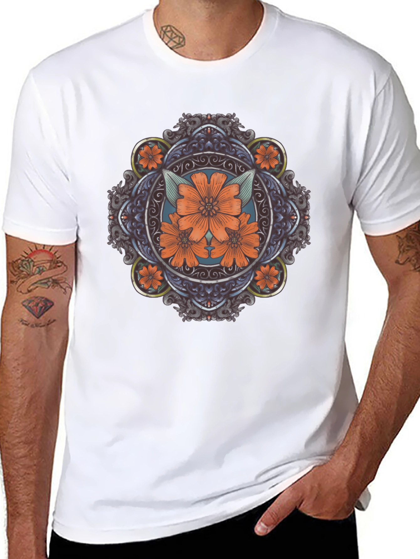 Floral Medallion Graphic Tee - Stylish Casual Wear