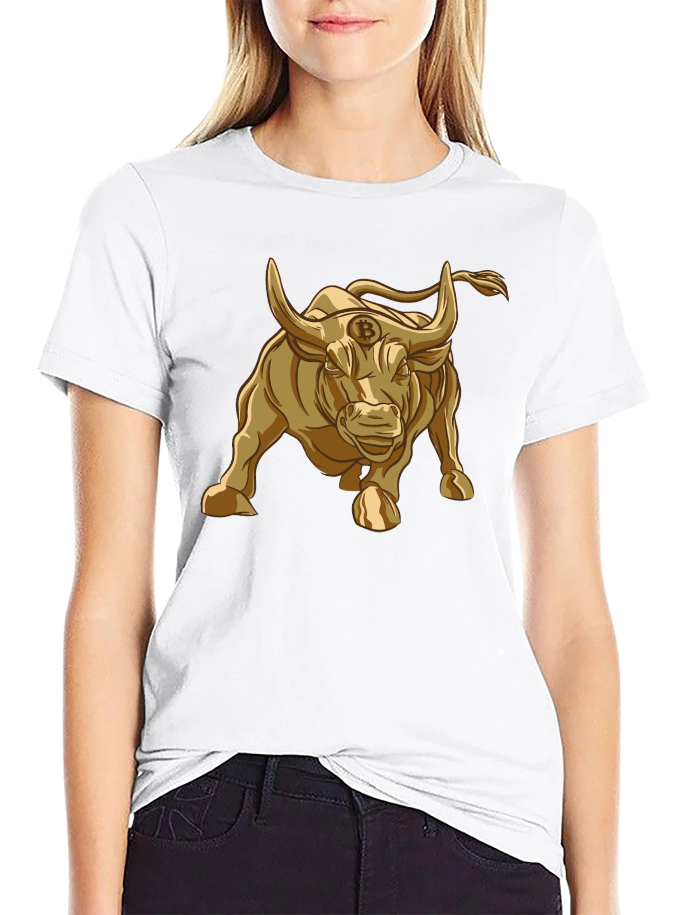 Bitcoin Bull T-Shirt - Golden Crypto Design