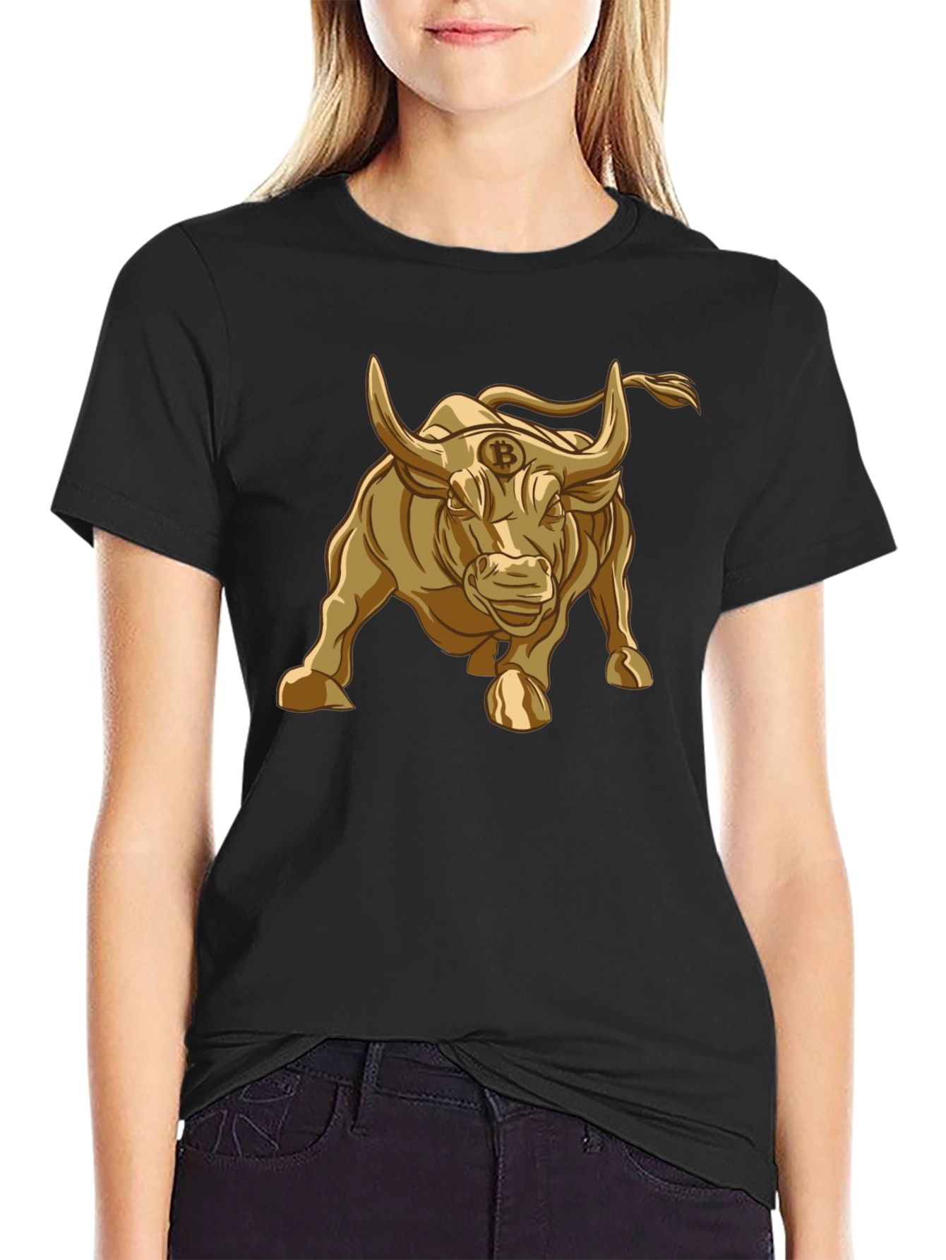 Bitcoin Bull T-Shirt - Golden Crypto Design