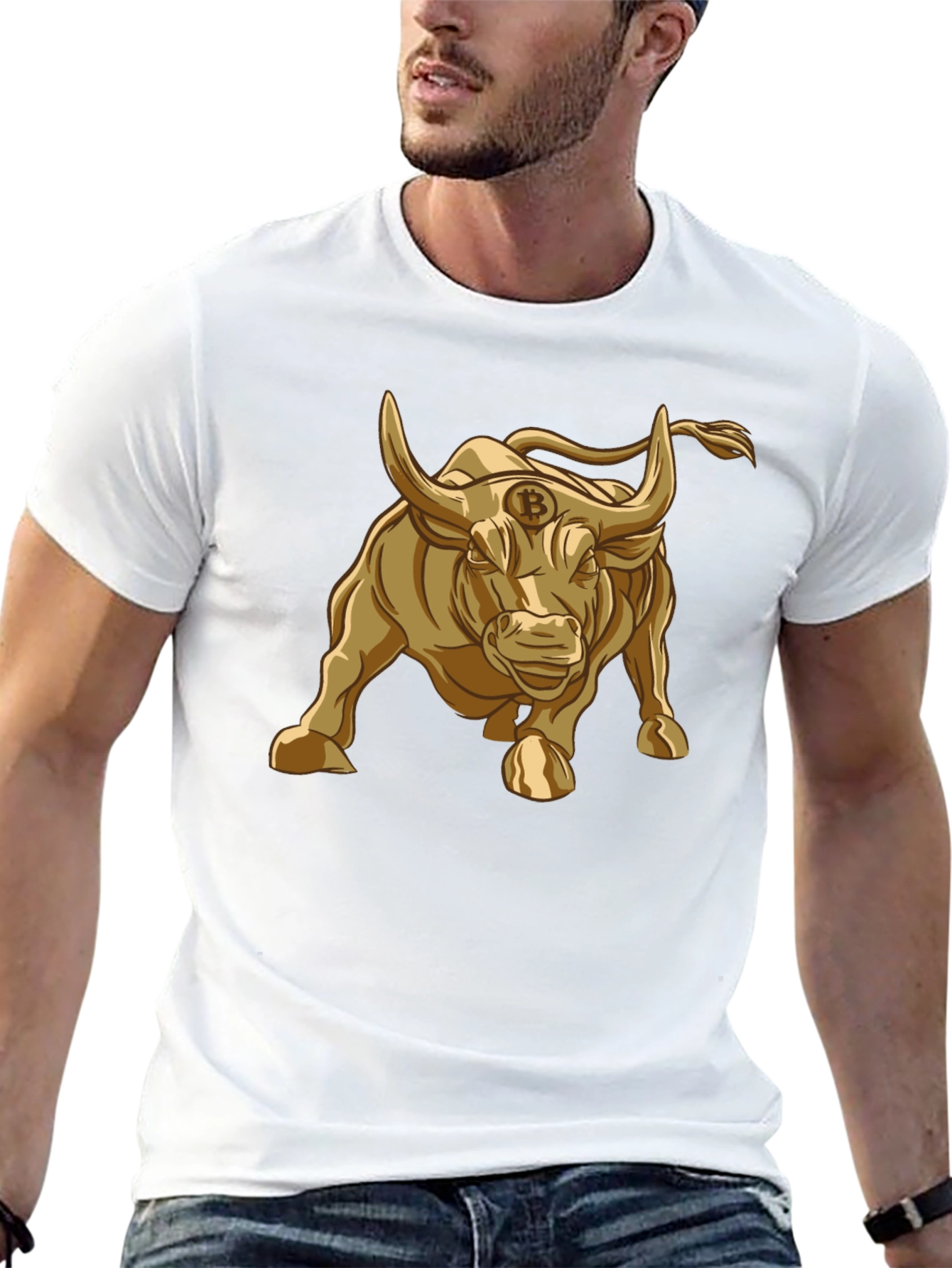 Bitcoin Bull T-Shirt - Golden Crypto Design