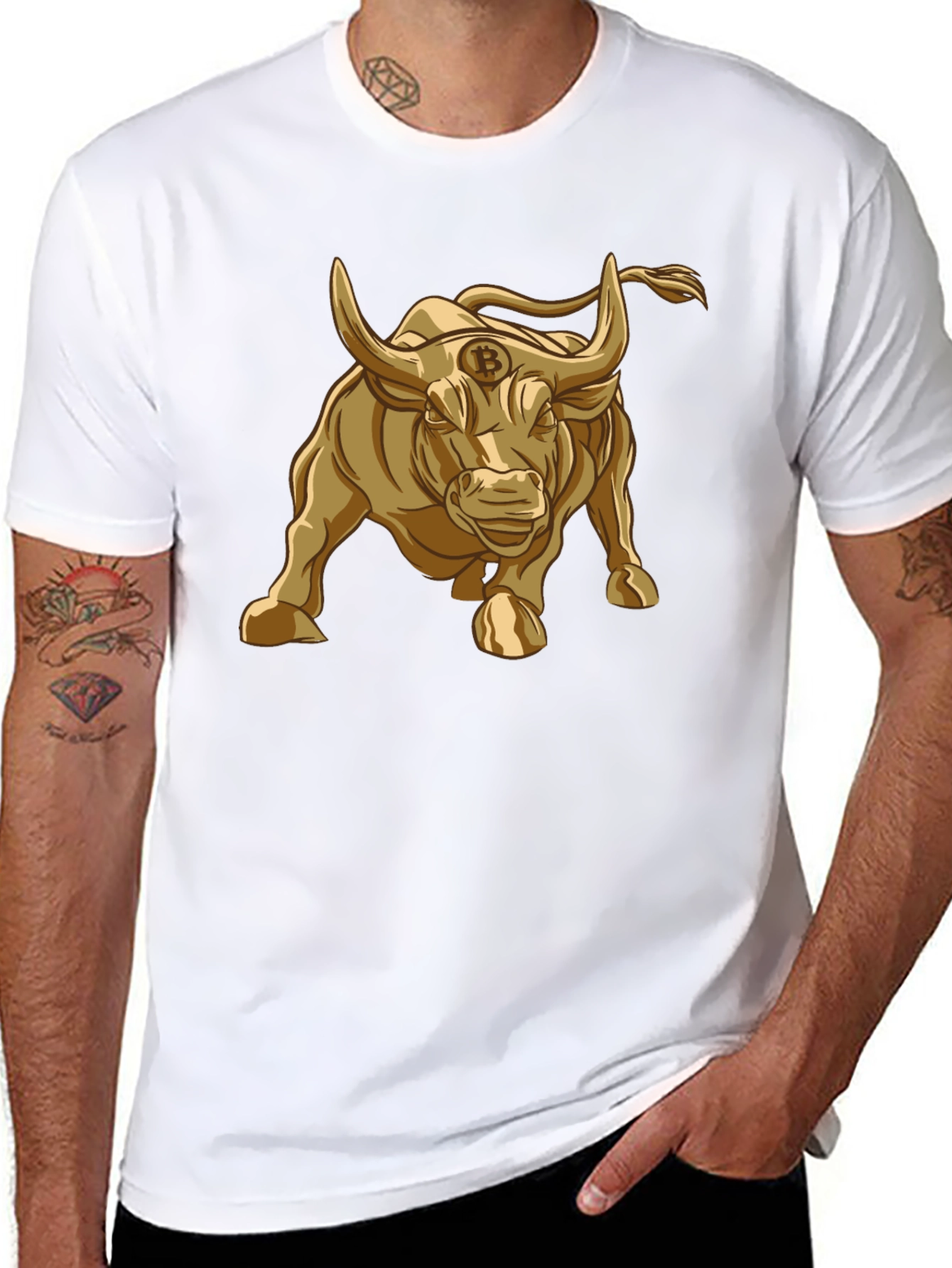 Bitcoin Bull T-Shirt - Golden Crypto Design