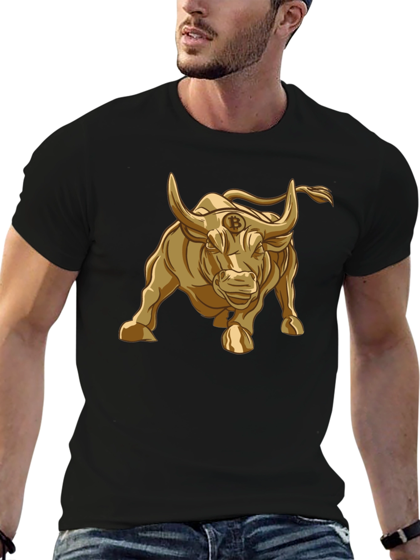 Bitcoin Bull T-Shirt - Golden Crypto Design