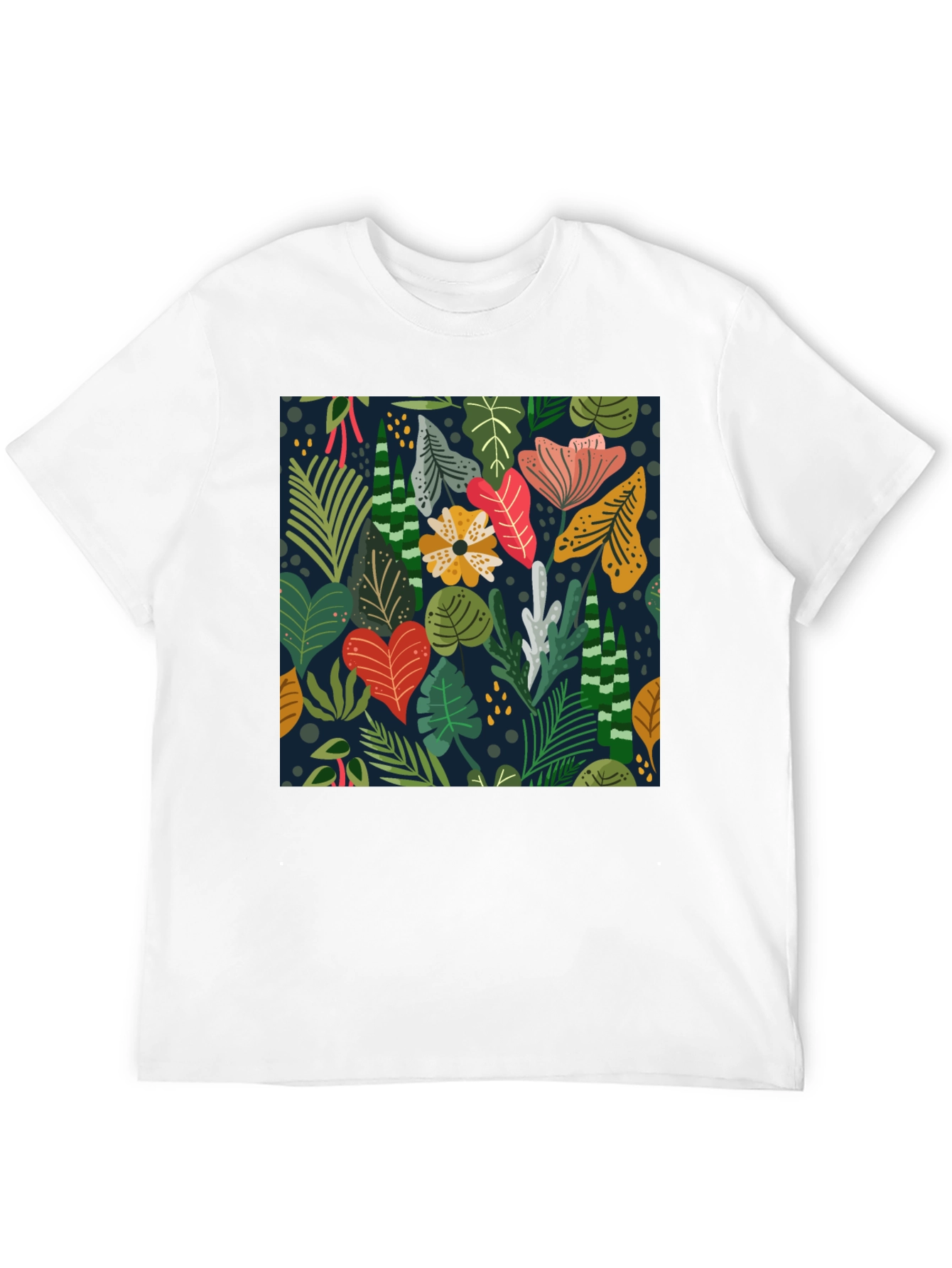 Tropical Floral Print Black T-Shirt