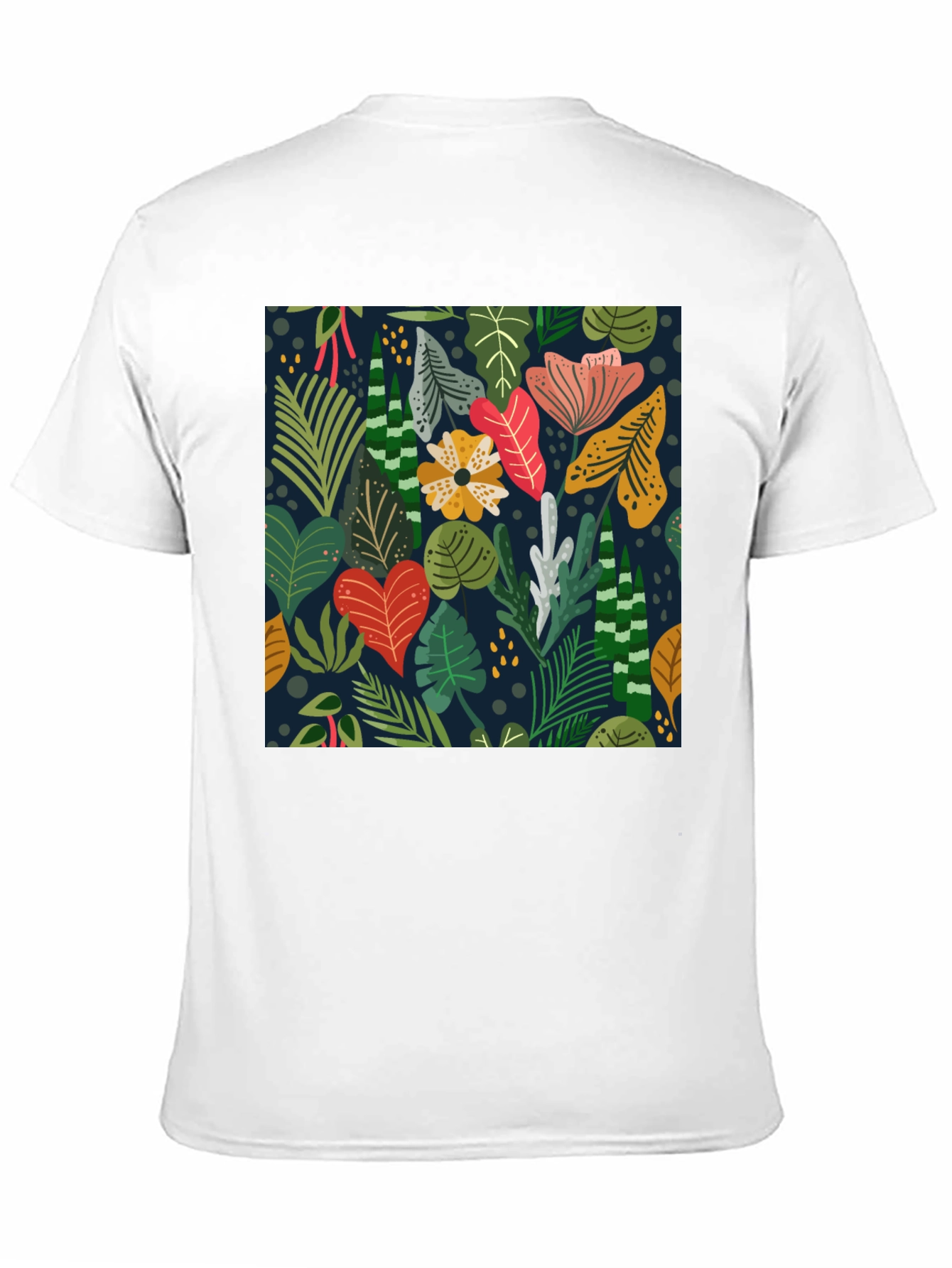 Tropical Floral Print Black T-Shirt