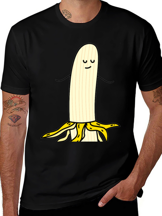 Funny Banana Cartoon Black T-Shirt