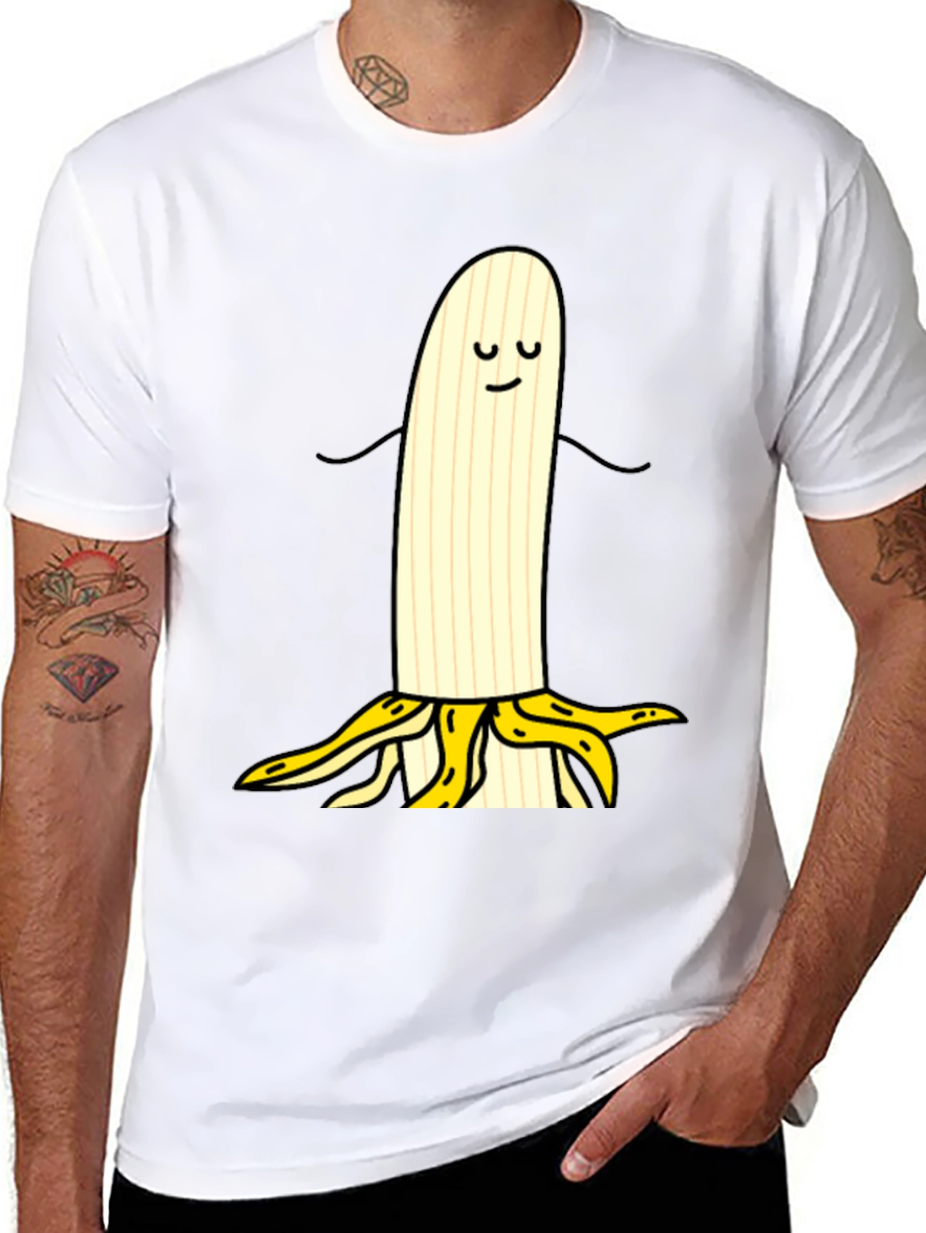 Funny Banana Cartoon Black T-Shirt