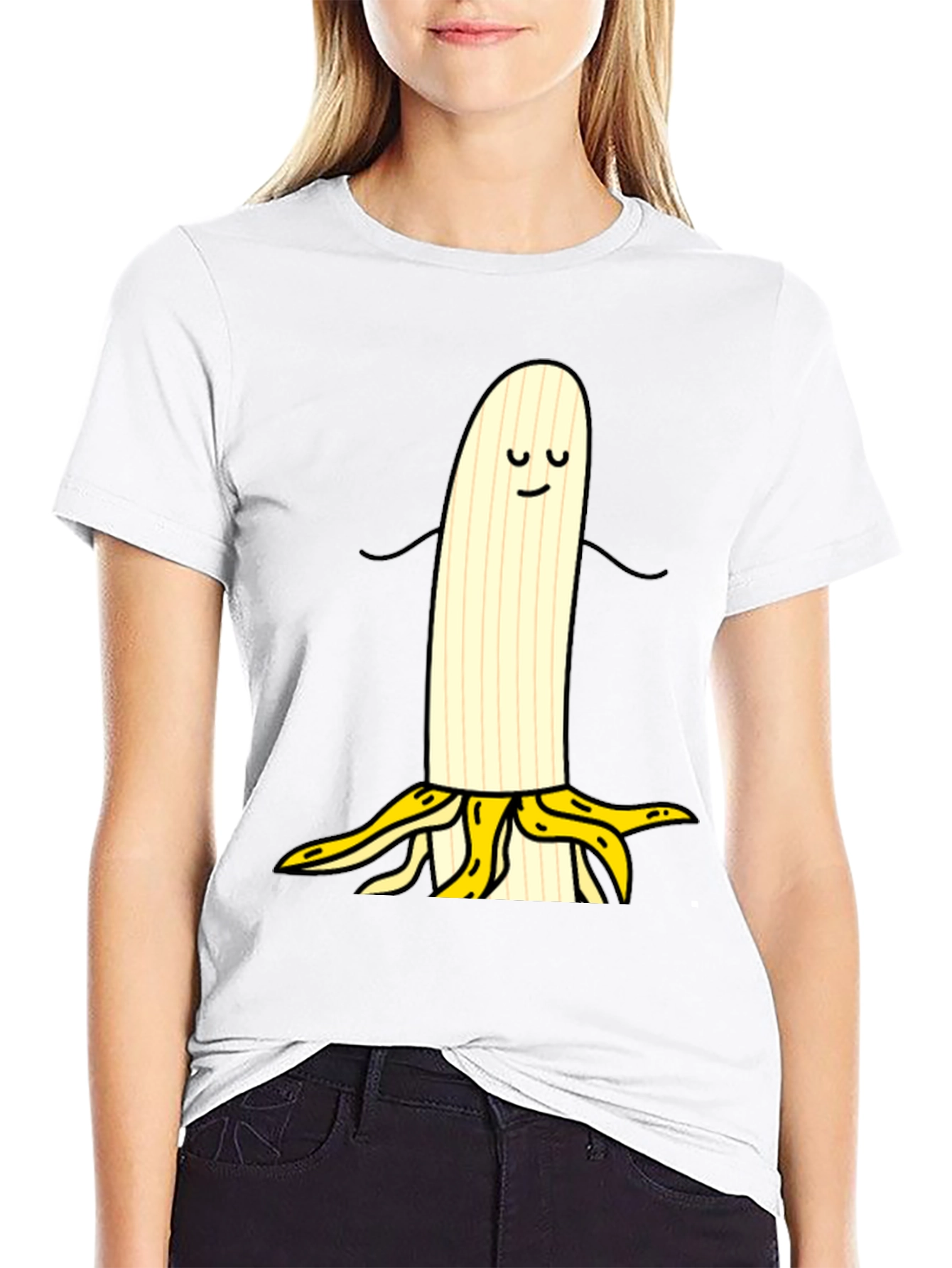 Funny Banana Cartoon Black T-Shirt