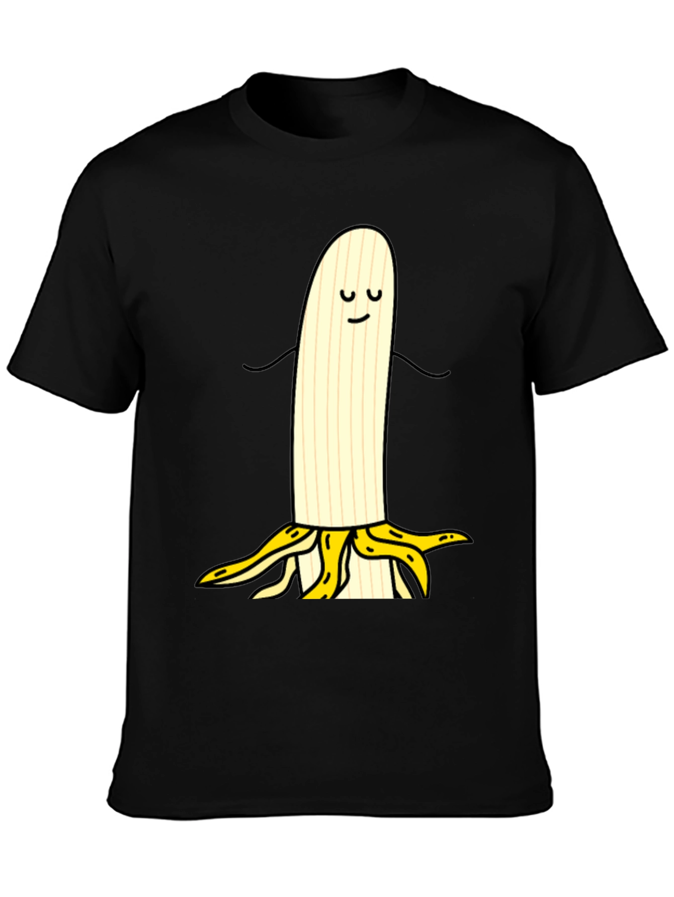 Funny Banana Cartoon Black T-Shirt