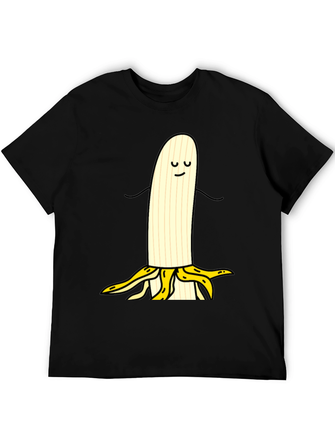 Funny Banana Cartoon Black T-Shirt