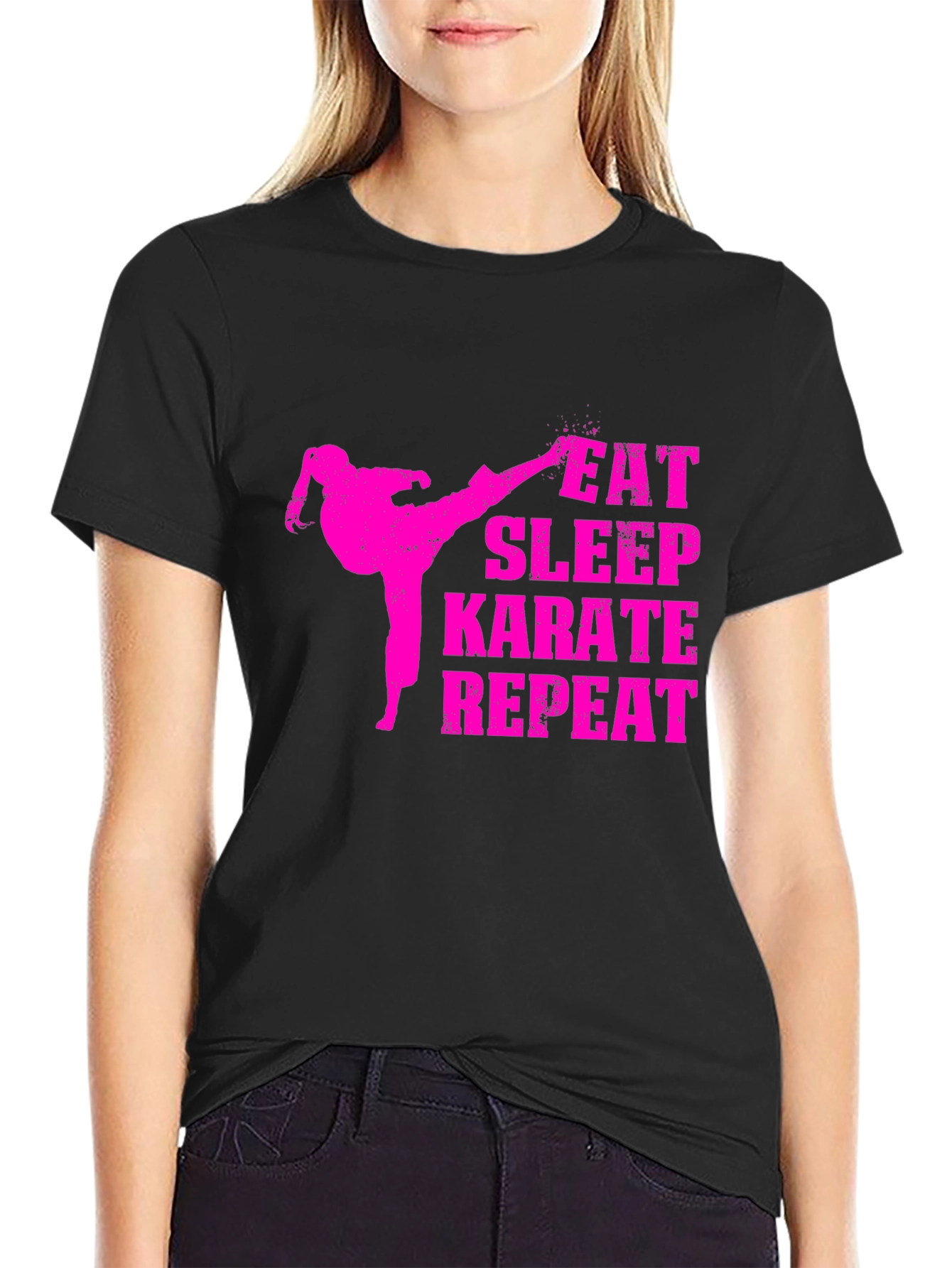 Eat Sleep Karate Repeat Black T-Shirt
