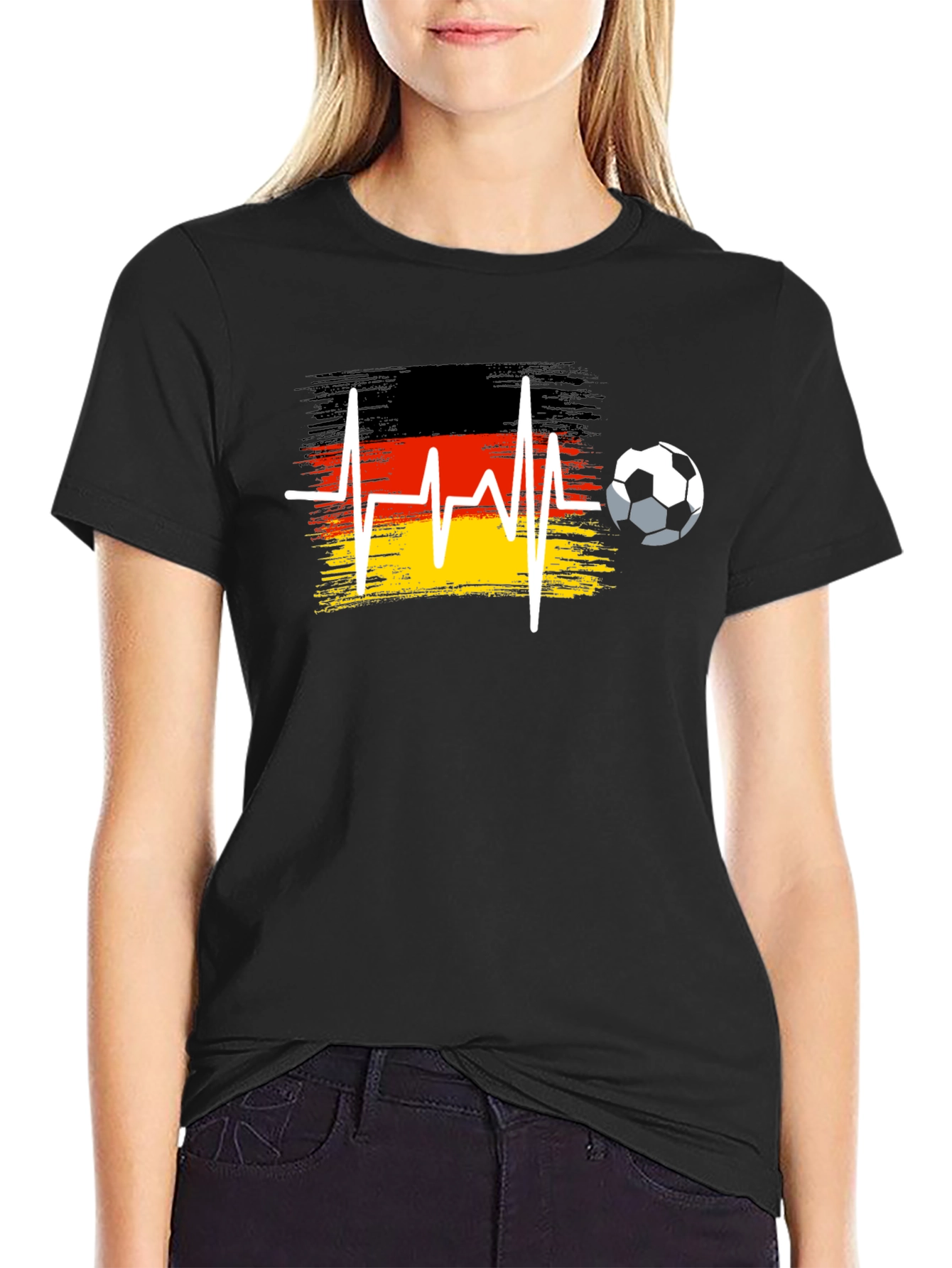 Germany Soccer Flag Heartbeat T-Shirt