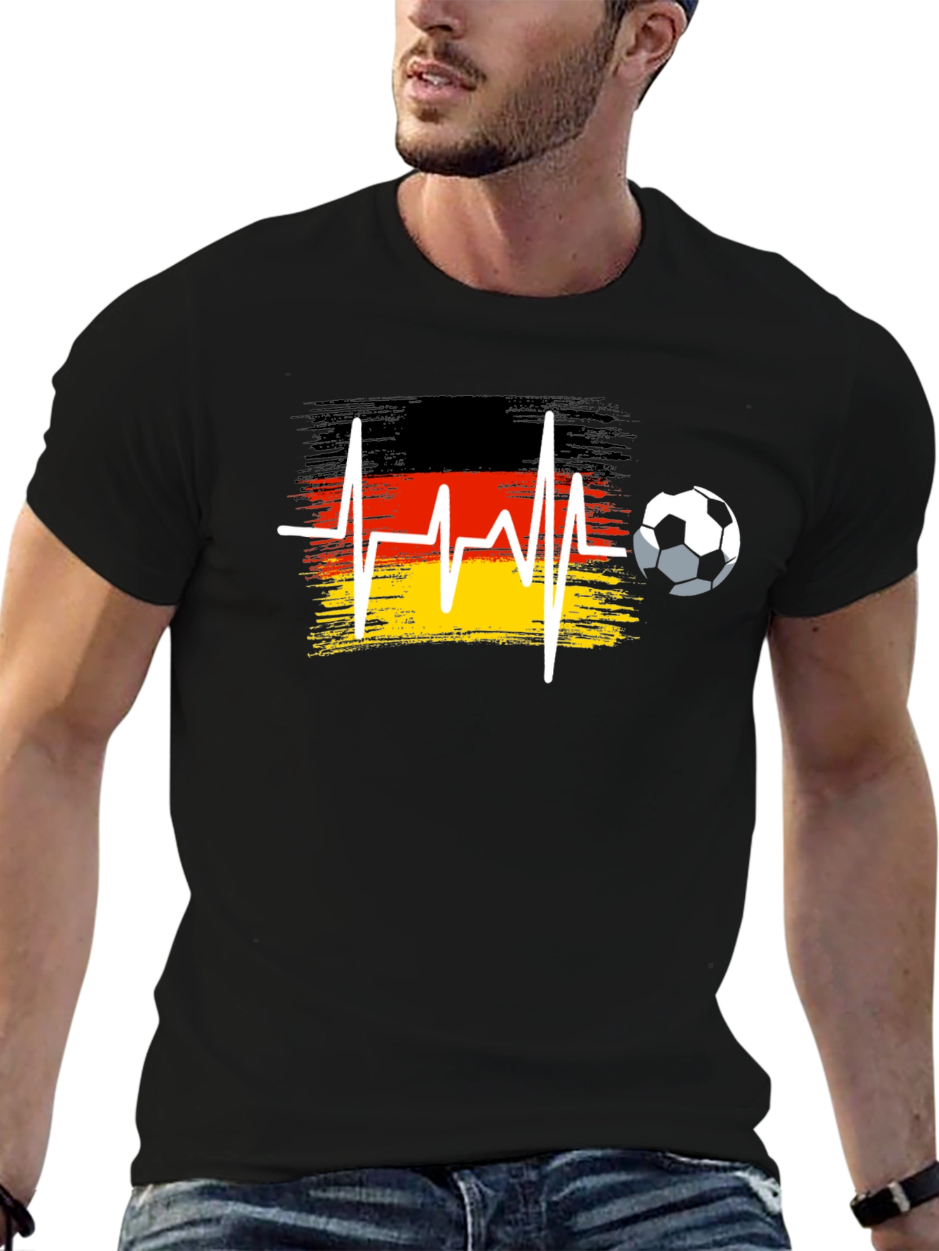 Germany Soccer Flag Heartbeat T-Shirt