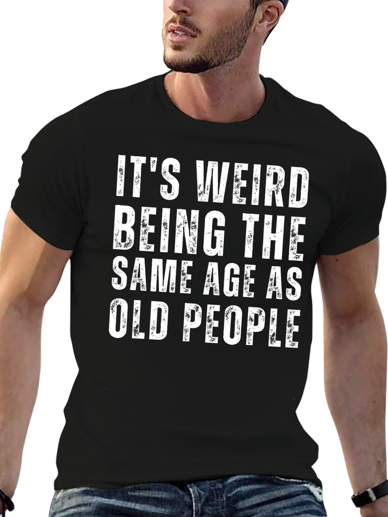 Funny Same Age as Old People Black Graphic Tee