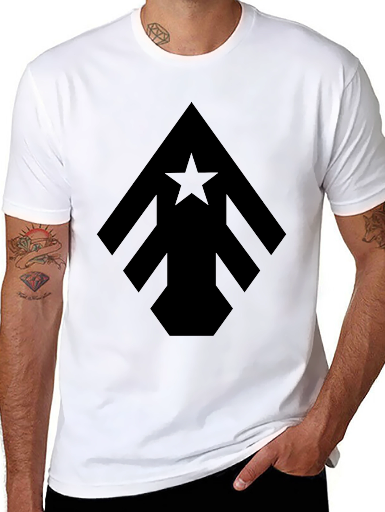 Geometric Star Arrow Black T-Shirt
