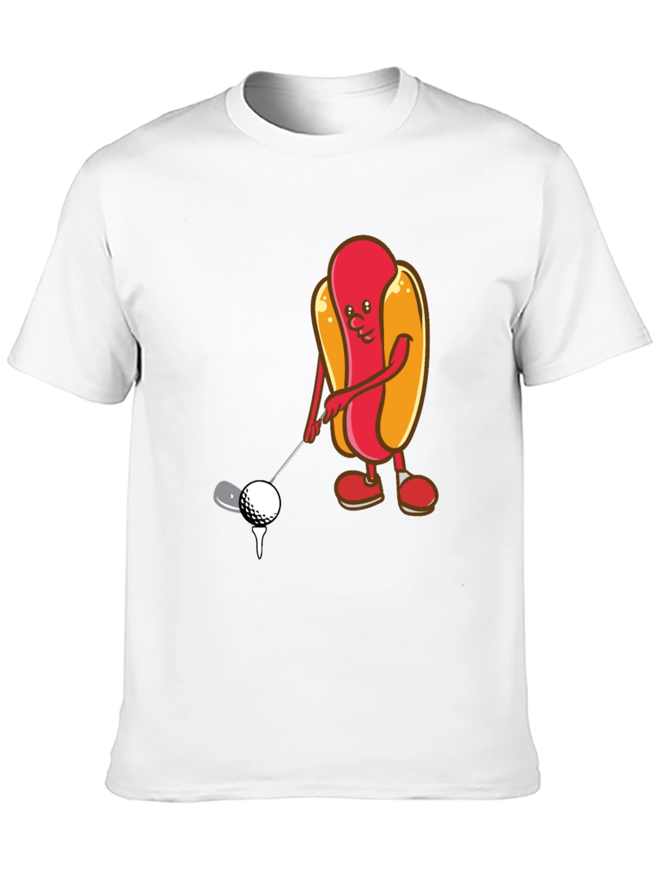 Golfing Hotdog Cartoon Graphic Tee