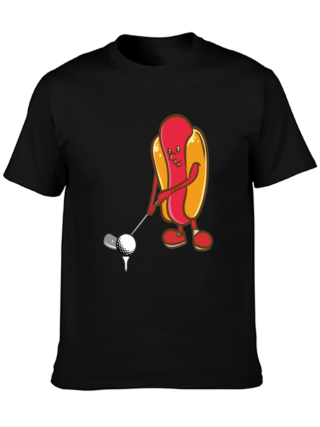 Golfing Hotdog Cartoon Graphic Tee