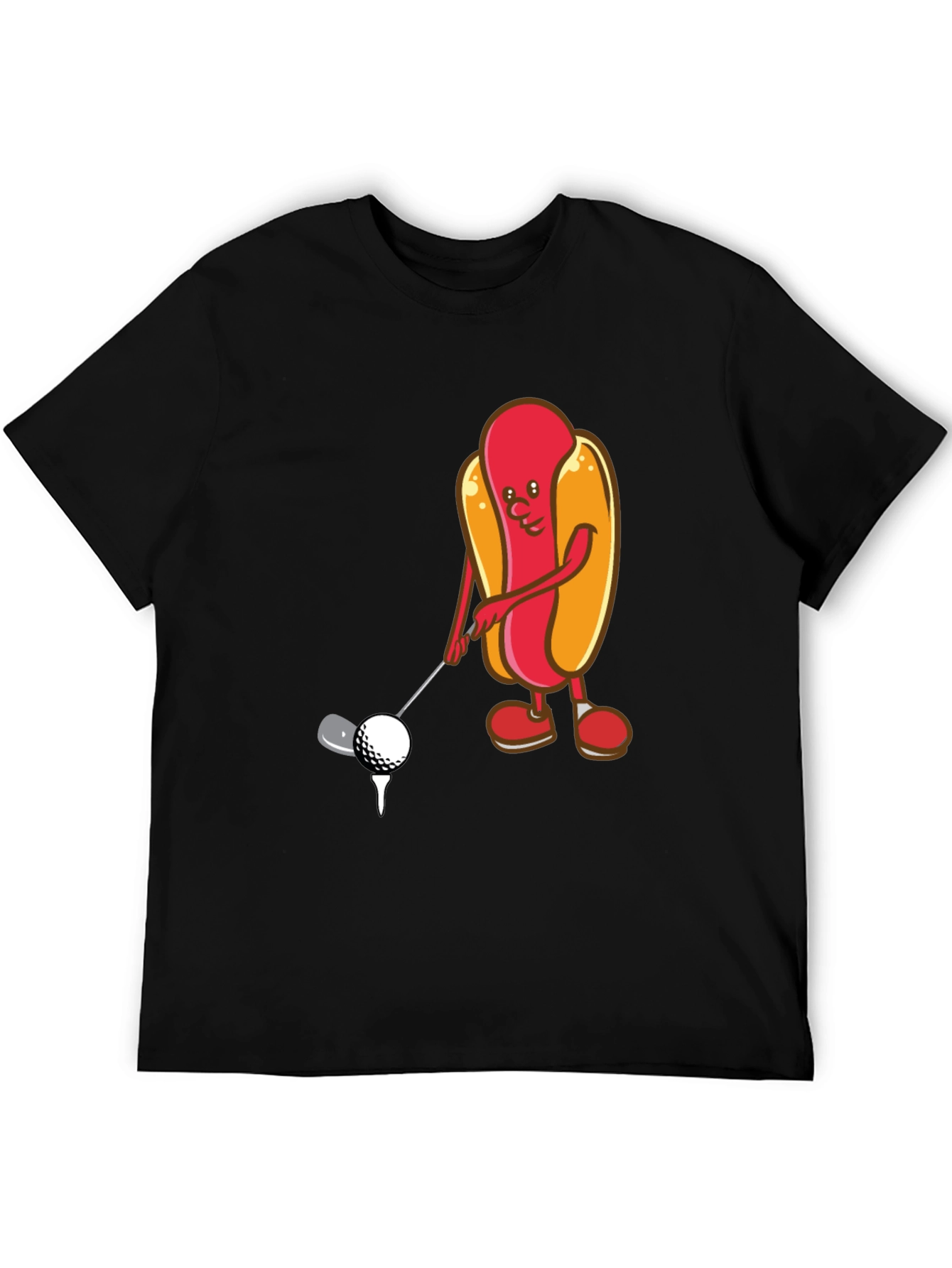 Golfing Hotdog Cartoon Graphic Tee