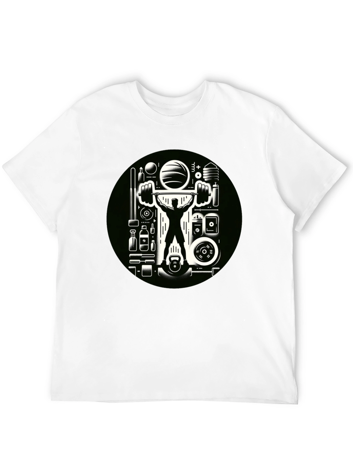 Gym Graphic Black T-Shirt - Weightlifting Design