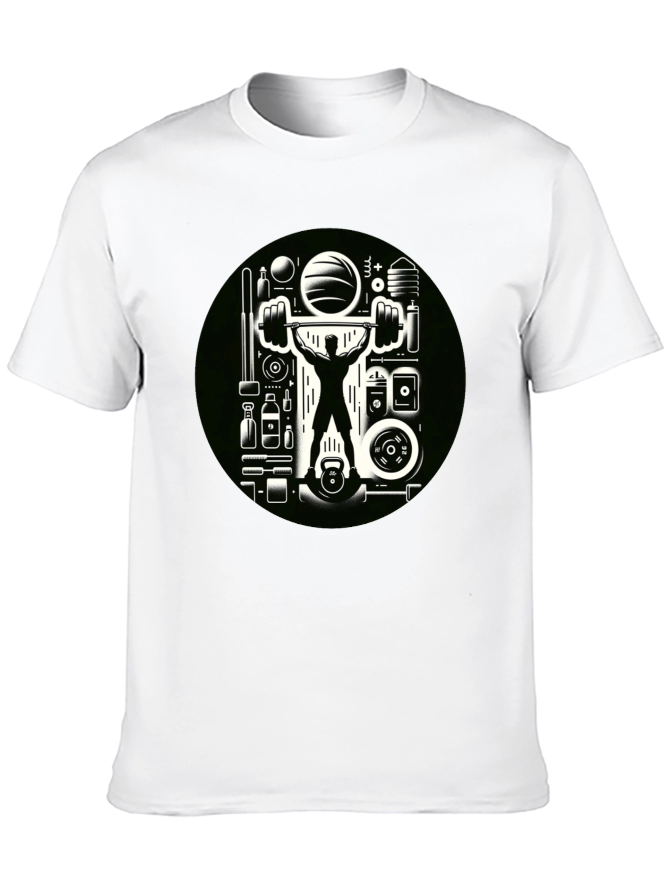 Gym Graphic Black T-Shirt - Weightlifting Design