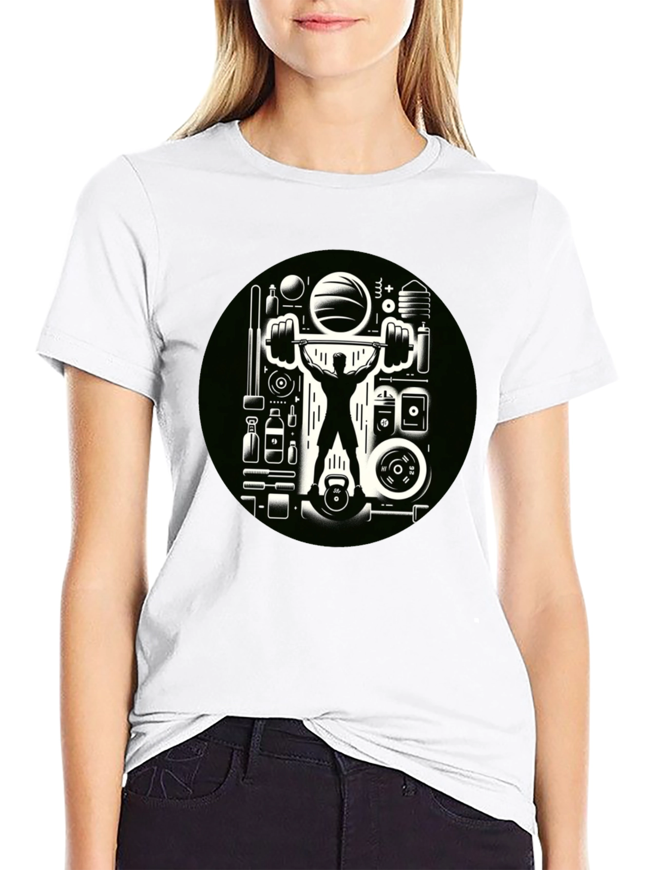 Gym Graphic Black T-Shirt - Weightlifting Design