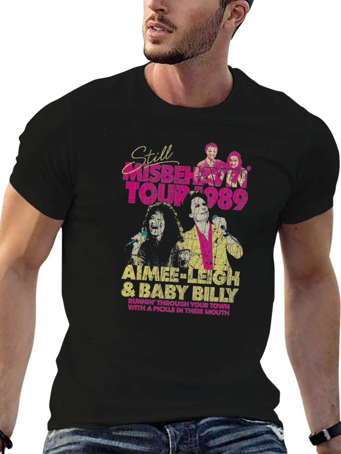 Still Misbehavin Tour 1989 Black Graphic T-Shirt