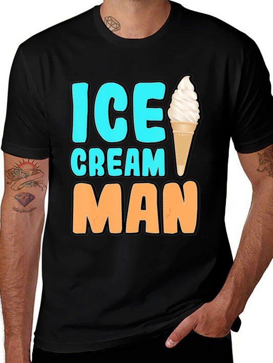 Ice Cream Man Graphic Tee - Black Cotton T-Shirt
