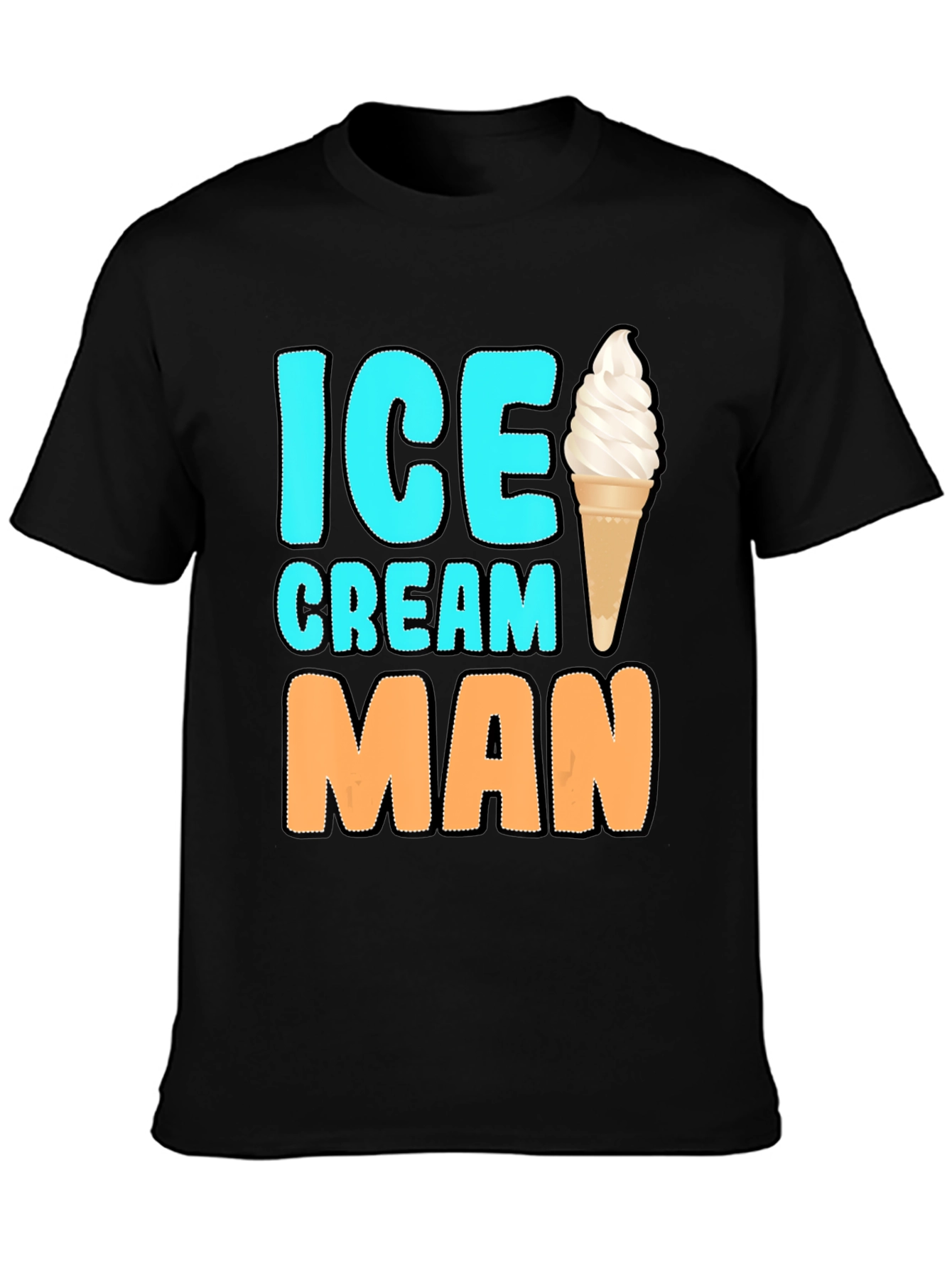 Ice Cream Man Graphic Tee - Black Cotton T-Shirt