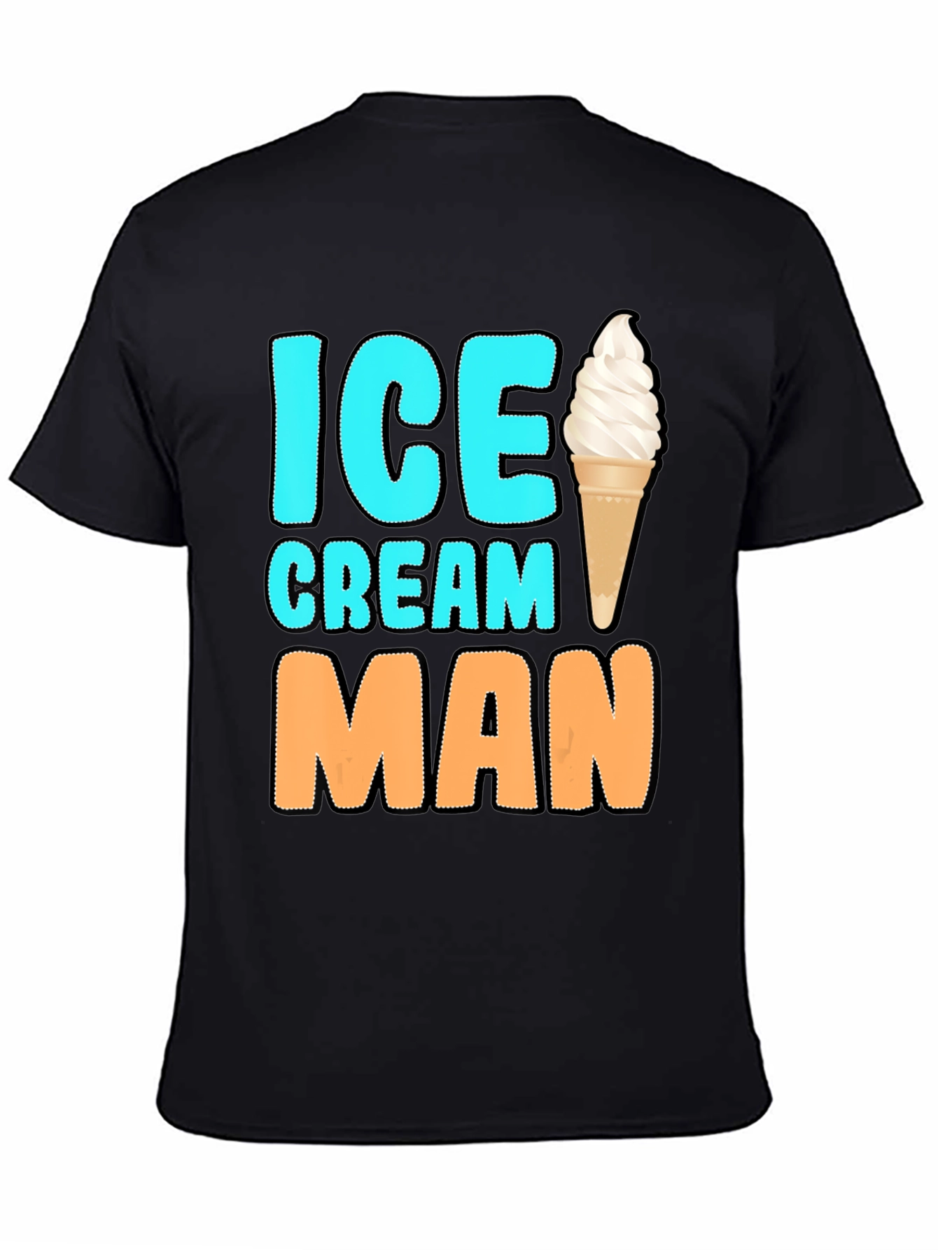 Ice Cream Man Graphic Tee - Black Cotton T-Shirt