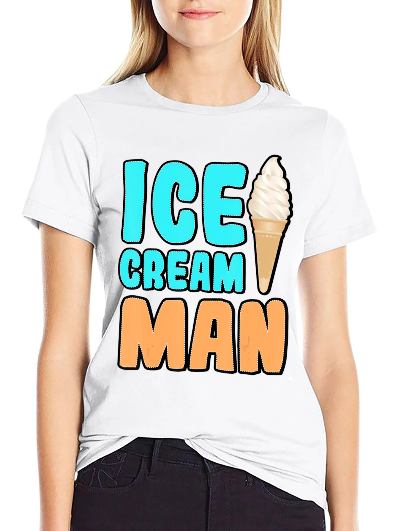 Ice Cream Man Graphic Tee - Black Cotton T-Shirt