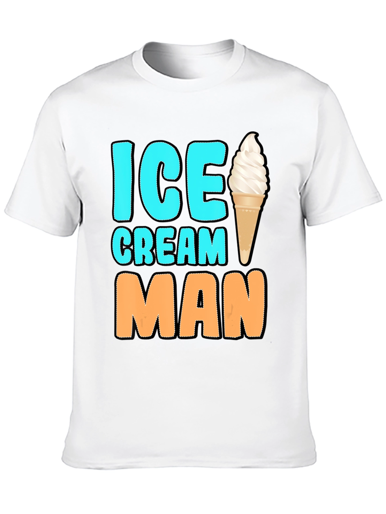 Ice Cream Man Graphic Tee - Black Cotton T-Shirt